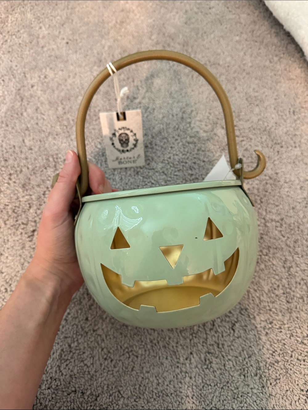 Mint Green Jack-O’-Lantern Handbag with Gold Handle